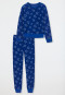 Pyjama lange velours boorden sterren blauw - Teens Nightwear
