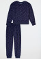 Schlafanzug lang Velour Sterne nachtblau - Nightwear