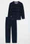 Pyjamas long velour stripes midnight blue - Casual Nightwear