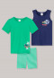 Pyjama 3 pièces ballon de foot rayures vert/bleu foncé - Boys World