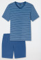 Short Pyjamas with Stripes, Atlantic Blue - Long Life Soft