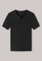 Shirt short-sleeved double rib organic cotton button placket black - Retro Rib