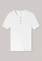 Maglietta a maniche corte a doppia costa in cotone biologico con abbottonatura, bianco - Retro Rib