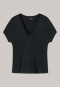 T-shirt manches courtes interlock mercerisé col V dentelle noire - Mix + Relax