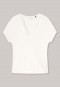 T-shirt à manches courtes interlock mercerisé col V dentelle vanille - Mix + Relax