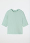 Maglia a maniche corte in Interlock di cotone biologico a costine, verde menta - Mix+Relax