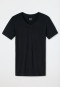 Shirt short-sleeve jersey elastic V-neck blue-black - Long Life Soft