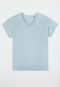 Shirt short sleeve perforated embroidery bluebird - Mix+Relax