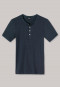 Shirt kurzarm mit Knopfleiste Doppelripp blau  - Naturbursche