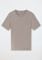 Camicia manica corta in cotone organico a righe marrone-grigio - Mix+Relax