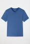 T-shirt à manches courtes et encolure en V, bleu atlantique - Mix+Relax