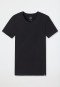 Short-sleeved shirt with V-neck, black - Long Life Cotton