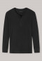 Shirt long-sleeved double rib organic cotton button placket black - Retro Rib