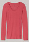 Shirt long-sleeved double rib V-neck cranberry - Personal Fit Rippe