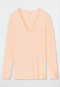 Shirt lange mouwen interlock V-hals kant abrikoos - Mix+Relax