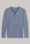 T-Shirt chiné bleu foncé à manches longues avec une patte de boutonnage - Mix & Relax