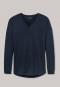 Long-sleeved loose fit shirt button placket dark blue - Mix & Relax