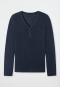 Shirt langarm Modal V-Ausschnitt Knopfleiste blau - Mix+Relax
