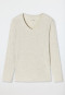 Shirt lange mouwen modal V-hals naturel gemêleerd - Mix+Relax