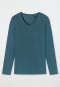 Shirt lange mouwen modal V-hals petrol - Mix+Relax
