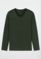 Shirt long-sleeved organic cotton V-neck dark green - Mix & Relax