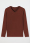 Shirt long-sleeved organic cotton V-neck terracotta - Mix & Relax