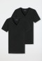 Lot de 2 chemises à manches courtes en coton biologique, encolure profonde en V, noir - 95/5