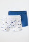Boxer briefs 2-pack fine rib organic cotton soft waistband fish blue/white - Natural Love