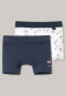 Boxer briefs 2-pack fine rib organic cotton soft waistband fox dark blue/white - Natural Love