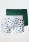 Confezione da 2 boxer in cotone biologico a costine sottili con elastico in vita e motivo gaming con pixel, bianco/verde - Boys World