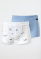 Boxer briefs 2-pack fine rib organic cotton soft waistband paper boats fish aqua/white - Rat Henry