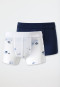 Shorts 2-pack fijn geribbeld biologisch katoen zachte tailleband zeehond piraten donkerblauw/wit - Boys World