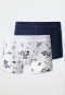 Confezione da 2 boxer a costine sottili in cotone biologico con morbido elastico in vita e motivo con sci, bianco/blu scuro - Rat Henry