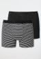 Boxers en pack de 2 Coton bio noir / rayé - 95/5