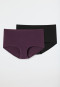 Confezione da 2 shorts di cotone biologico, nero/prugna - 95/5