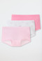 Shorts 3-pack organic cotton hond streepjes wit/roze - 95/5