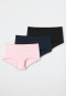 Confezione da 3 pantaloncini in cotone biologico, nero/blu scuro/rosa tenue - 95/5