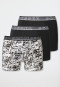 Shorts 3-pack organic cotton black / black and white patterned - 95/5
