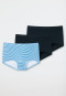 Pantaloncini 3 pezzi in cotone biologico a righe blu notte/azzurro/bianco - 95/5