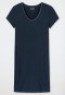 Maglietta da notte a maniche corte, a doppia costa, con scollo a V, blu notte - Modern Rib - Natural Dye