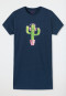 Slaapshirt korte mouwen biologisch katoen cactus donkerblauw - Prickly Love