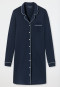 Sleepshirt langarm Interlock Knopfleiste Paspeln dunkelblau - Contemporary Nightwear