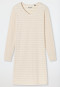 Sleepshirt langarm V-Ausschnitt Bündchen Bretonstreifen natur-meliert - Essential Stripes