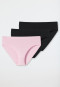 Panty 3-pack organic cotton black / pale pink - 95/5