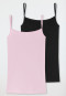 Spaghetti-Top 2er-Pack Organic Cotton schwarz/zartrosa - 95/5
