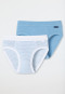 Sports briefs 2-pack fine rib organic cotton soft waistband stripes light blue/white - Natural Love