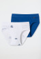 Confezione da 2 slip sportivi in cotone biologico a costine sottili con morbido elastico in vita e motivo di vichinghi blu scuro/bianco - Boys World