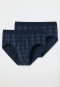 Sports fine rib double pack with fly-front dark blue plaid pattern - Original Classics