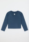 Long-Sleeve Double-Faced v-neck Sweatshirt, Deep Blue - Mix+ Relax
