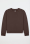 Long-Sleeve Double-Faced v-neck Sweatshirt, Deep Brown - Mix+ Relax